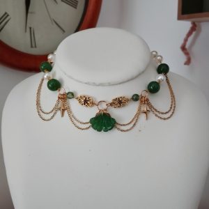 Collier acier inoxydable doré "Feuille de Jade"
